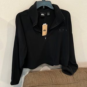 NWT Quicksilver black fleece - medium - crop/waist style with quarter zip